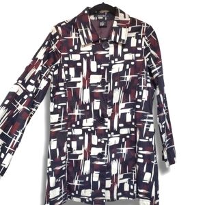 Drama Gold Jean CO Brown/Black Abstract Design Trench Coat Medium